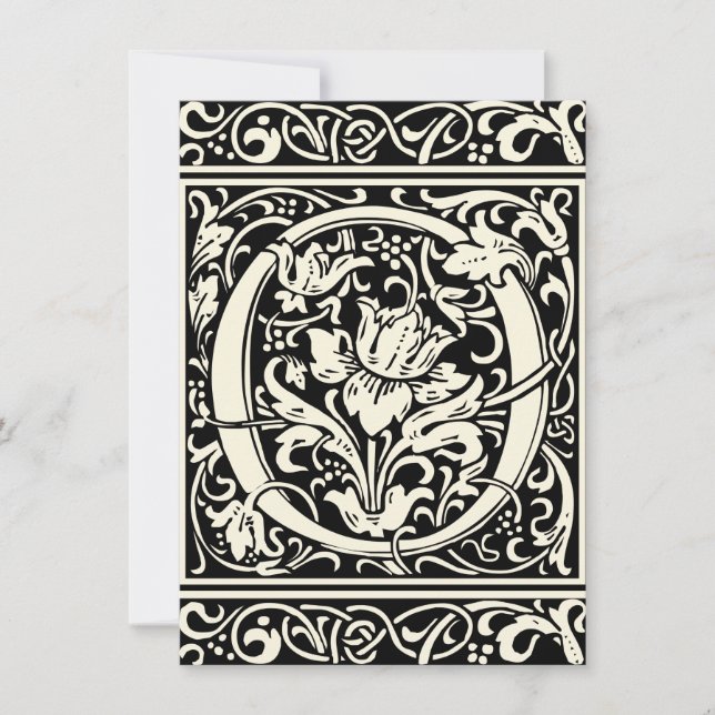 Invitation Lettre O Monogramme Médiéval Art Nouveau (Devant)
