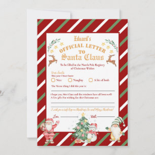 Invitation Lettre officielle du Pôle Nord à Père Noël 5x7inch