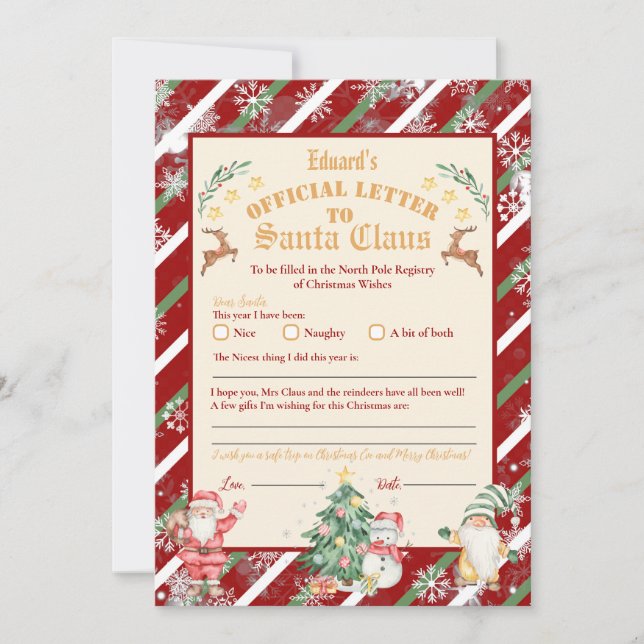 Invitation Lettre officielle du Pôle Nord à Père Noël 5x7inch (Devant)