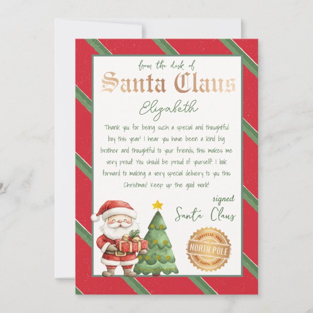 Invitation Lettre personnalisée de Père Noël (Devant)