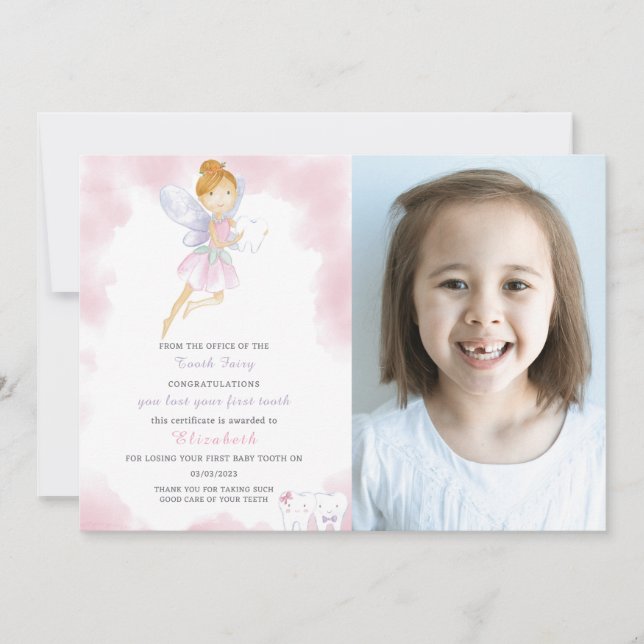 Invitation Lettre poilue rose avec photo (Devant)