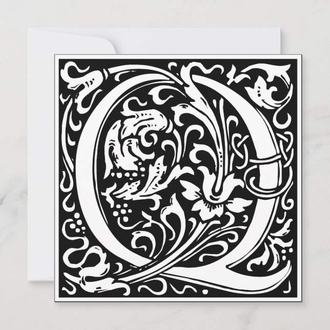 Invitation Lettre Q de l'alphabet floral Art nouveau (Devant)