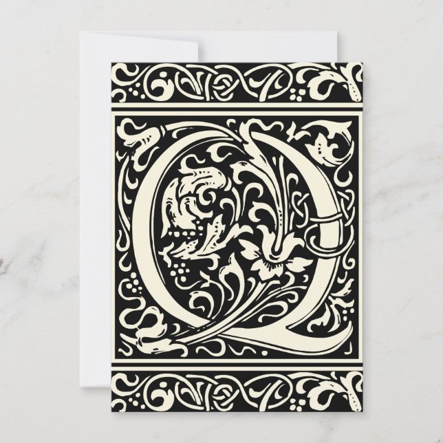 Invitation Lettre Q Monogramme médiéval Art Nouveau (Devant)