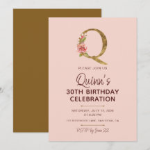 Lettre Q Monogramme Or Roses Rose Pâle
