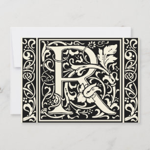 Invitation Lettre R Monogramme médiéval Art Nouveau