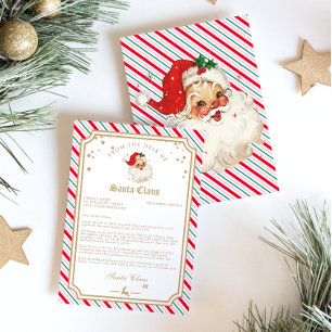 Invitation Lettre rayée festive de Père Noël