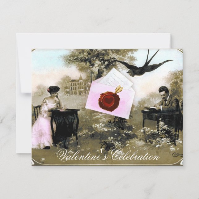 INVITATION LETTRE ROMANTIQUE DE LA SAINT-VALENTIN, MONOGRAMME (Devant)