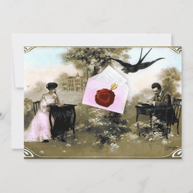 INVITATION LETTRE ROMANTIQUE DE LA SAINT-VALENTIN, MONOGRAMME (Devant)