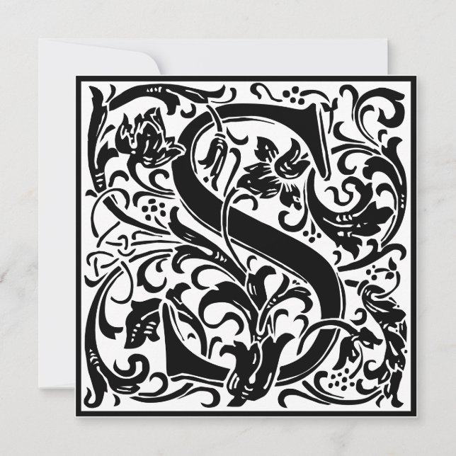 Invitation Lettre S William Morris Floral Alphabet Monogramme (Devant)