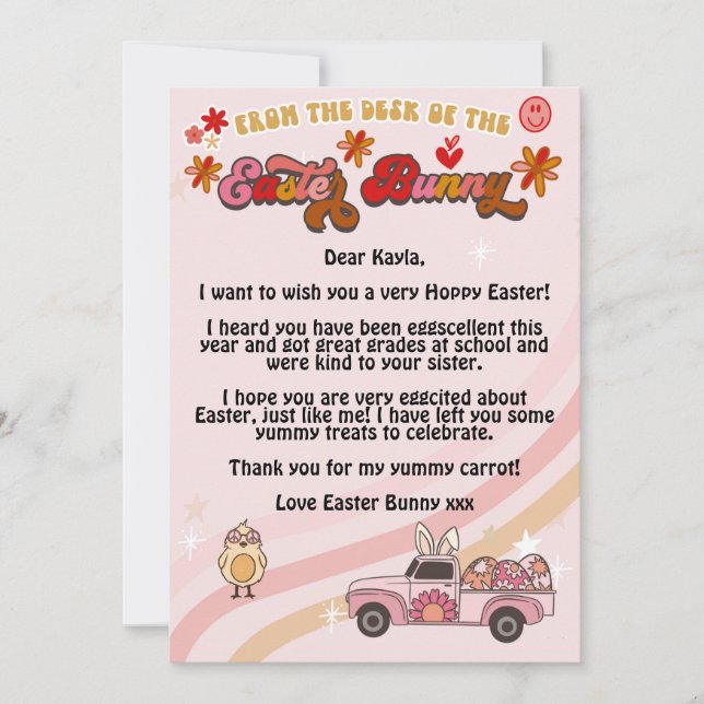 Invitation Lettre super Bunny de Pâques (Devant)