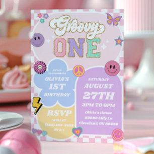 Invitation Lettre super de patchs de une Varsity 1er fête d'a