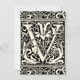 Invitation Lettre V Monogramme médiéval Art Nouveau