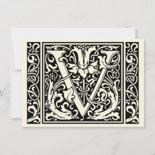 Invitation Lettre V Monogramme médiéval Art Nouveau