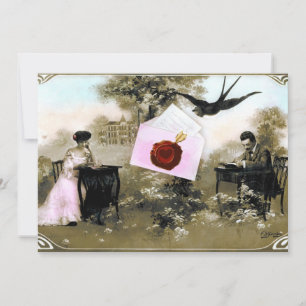 INVITATION LETTRE VALENTINE ROMANTIQUE, MONOGRAMME DE SCEAU D