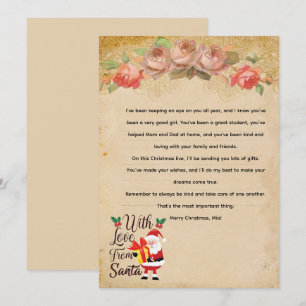 Invitation Lettre Vintage du Père Noël à un Bébé Mignon
