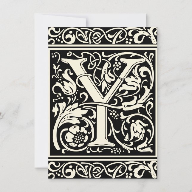 Invitation Lettre Y Monogramme médiéval Art Nouveau (Devant)