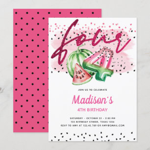 Invitation Lettres à ballons d'été Melon 4e anniversaire