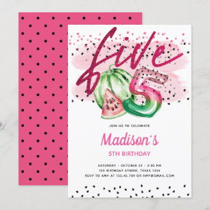 Invitation Lettres à ballons d'été Melon 5e anniversaire