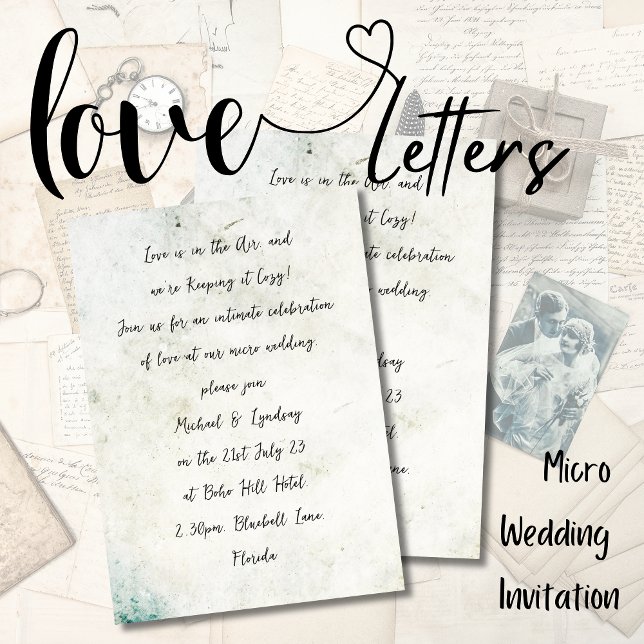 Invitation Lettres d'amour MICRO MARIAGE manuscrit perdu (Créateur téléchargé)