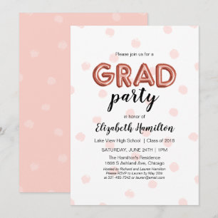 Invitation Lettres de ballons en or rose chics pour fête de r
