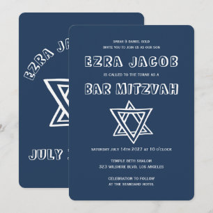 Invitation LETTRES DE DÉTAIL STAR DE DAVID Custom Bar Mitzvah
