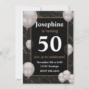 Invitation Lettres d'or blanc sur la fête d'anniversaire des