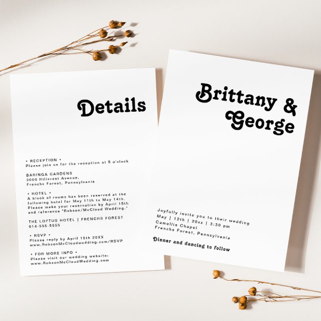 Invitation Lettres modernes rétro tout en un Mariage (Créateur téléchargé)