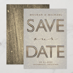 Invitation lettres or bling fabuleux Enregistrer la date