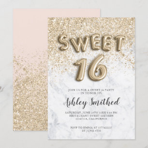Invitation lettres parties scintillant or clair sweet sixteen