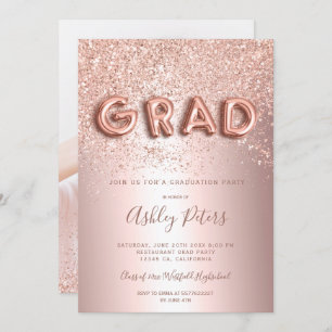 Invitation Lettres Rose Gold parties scintillant feuille feui
