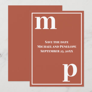 Invitation Lettres tendance Monogram Terracotta Enregistrer l