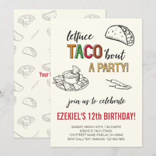 Invitation Lettuce Taco parle d'un anniversaire de fête