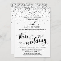 Leur Coeur Mariage Script Confetti Argent