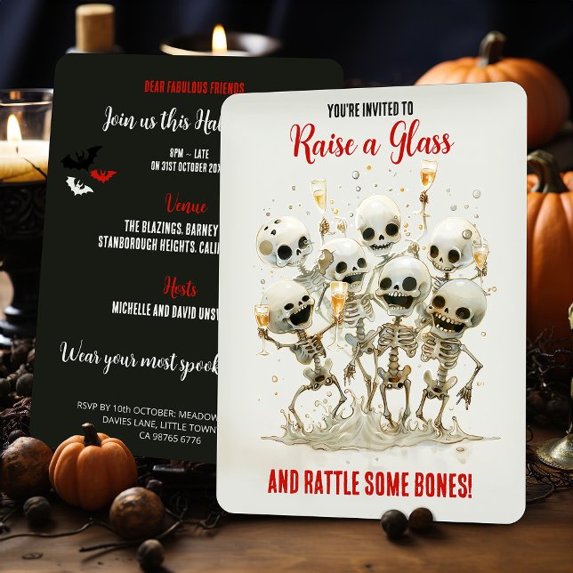 Invitation Lève un verre, frappe des os ! Halloween (Créateur téléchargé)