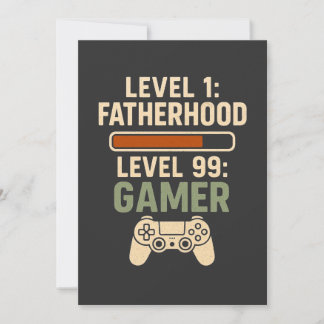 Invitation Level 1 Fatherhood, Level 99 Gamer Design