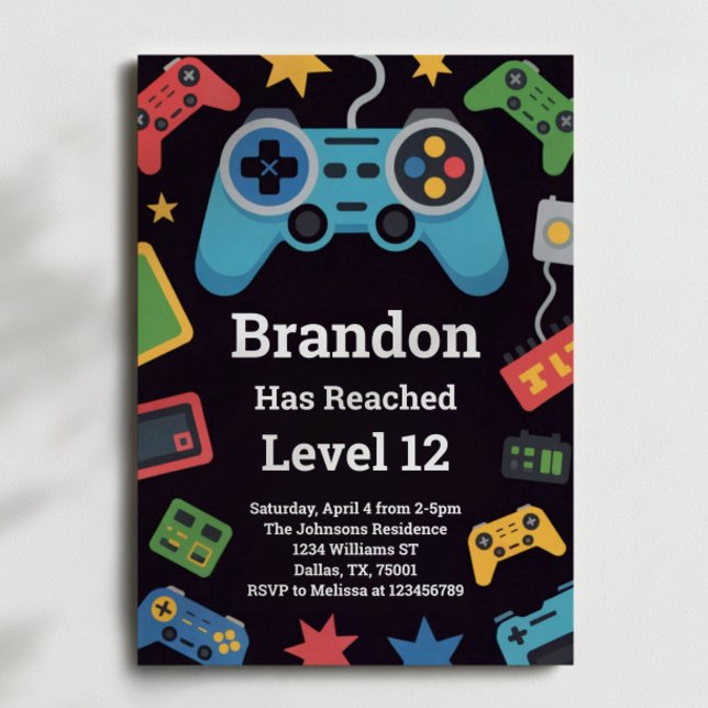 Invitation Level Up Boys Gamer 12th Birthday Party (Créateur téléchargé)
