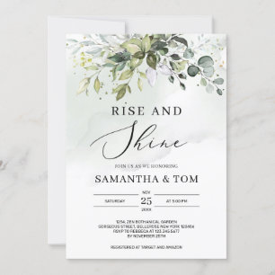 Invitation Lever de feuillage boho vert et mariage brillant