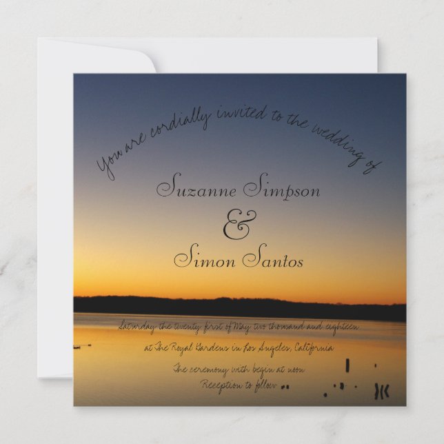 Invitation Lever de soleil sur le lac Mariage (Devant)