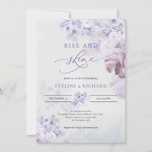 Invitation Lever et brillance rose pâle violet doux (Devant)