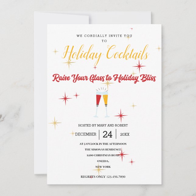 Invitation Levez vos lisses de verre | Christmas Cocktail Par (Devant)