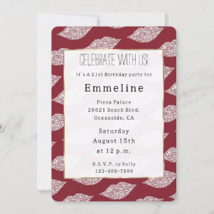 Invitation Lèvres en diamant blanc rouge glam