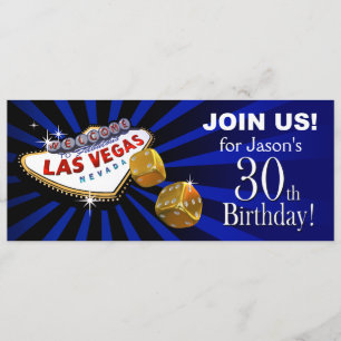 Invitation L'explosion de Las Vegas 30e Anniversaire bleu or 