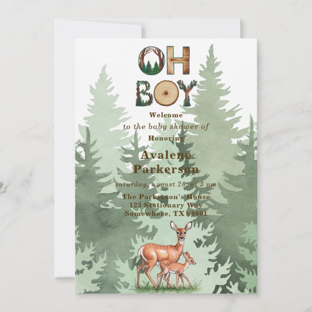 Invitation L'expression de la nature : Oh Baby shower garçon (Devant)