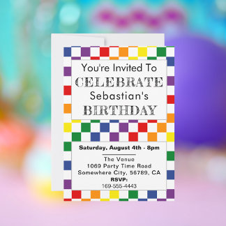 Invitation LGBT Anniversaire de fête Vérification arc-en-ciel