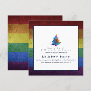 Invitation LGBT Rainbow Christmas Tree Party Gay pride