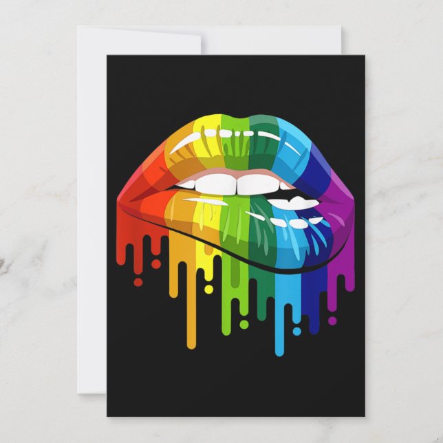 Invitation LGBT Rainbow Lip Gay pride (Devant)