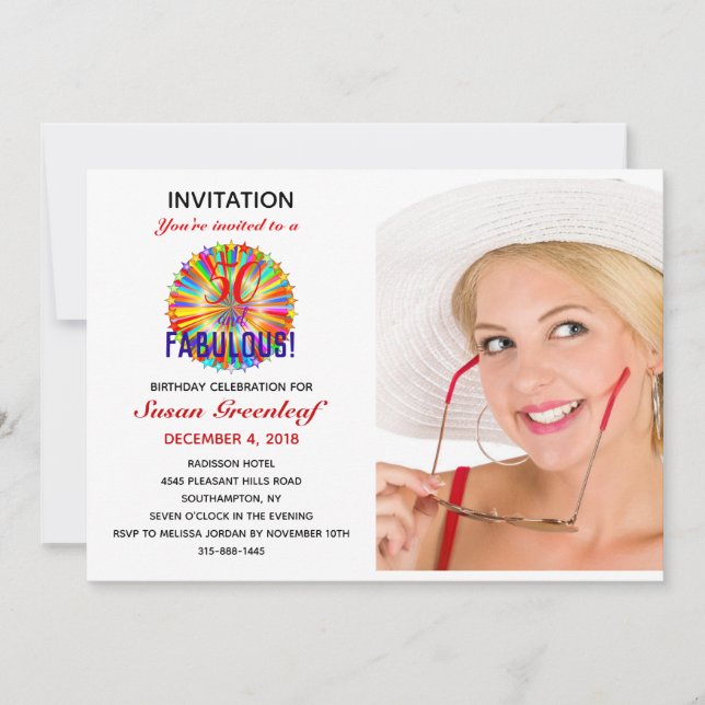 Invitation LGBTQ 50 et Fabulous Rainbow Birthday Gay Lesbian (Devant)