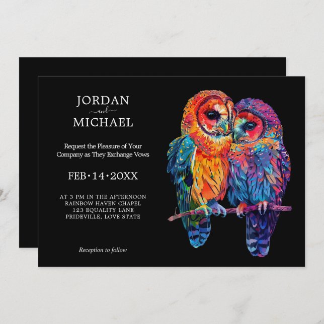 Invitation 🌈 LGBTQ horizontal mariage de l'unité éternelle (Devant / Derrière)