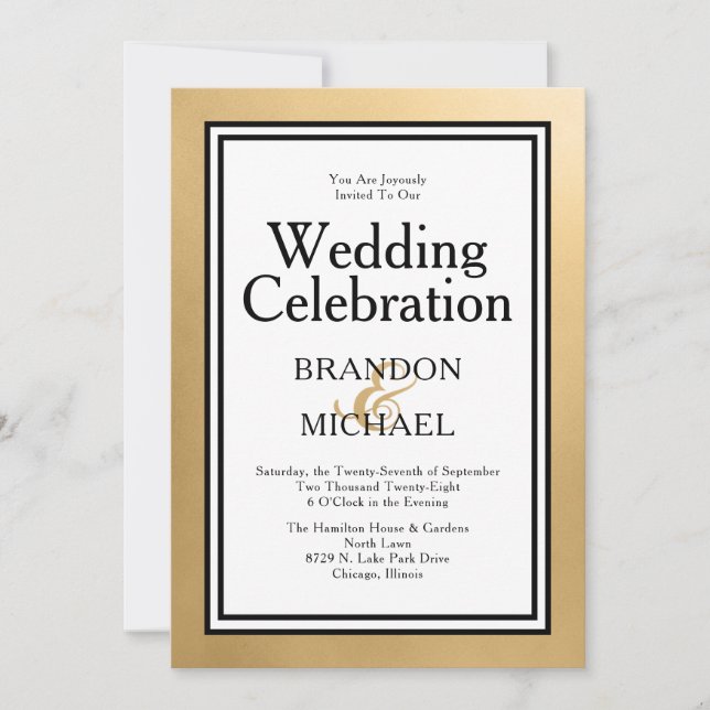 Invitation LGBTQ Rose Gold Moderne Mariage Célébration Invita (Devant)