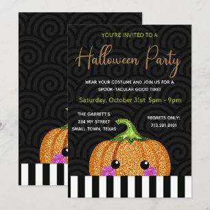 Invitation L'Halloween noir et orange de l'Citrouille des Par
